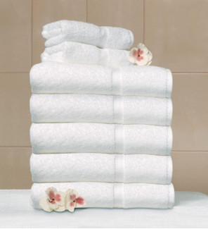 35" x 68" 21 lb. White Suite Touch® Hotel Bath Sheet